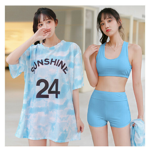 熱推分體式游泳衣【M-XL】【藍色三件套038852】 (下單後聯絡客服確認發貨尺碼) 