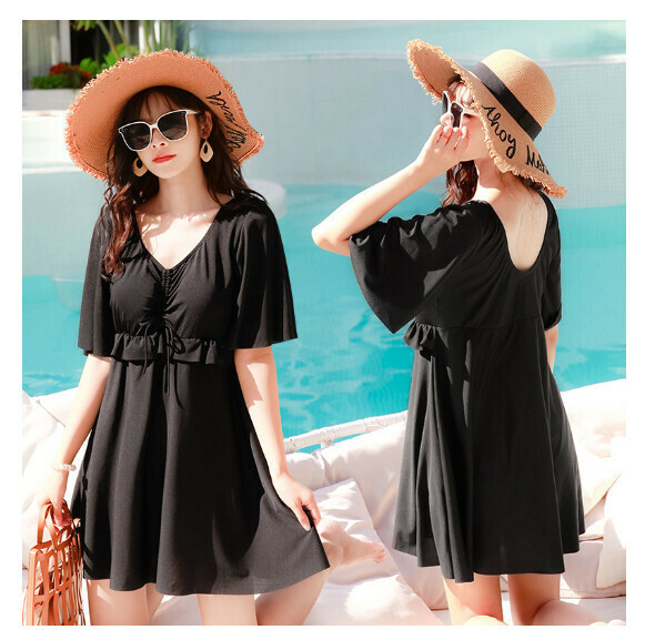熱推連體裙式寬鬆泳衣【2XL-3XL】【黑色】 (下單後聯絡客服確認發貨尺碼) 