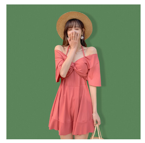 熱推連體裙式游泳衣【M-XL】【西紅】 (下單後聯絡客服確認發貨尺碼) 