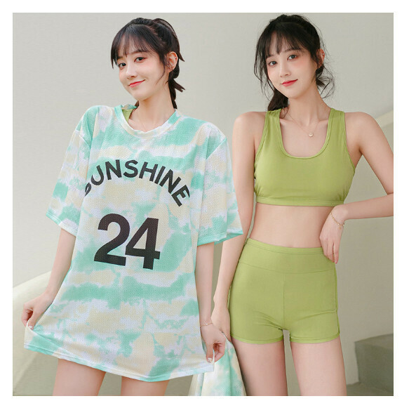 熱推分体式游泳衣【M-XL】【綠色三件套038852】 (下單後聯絡客服確認發貨尺碼) 