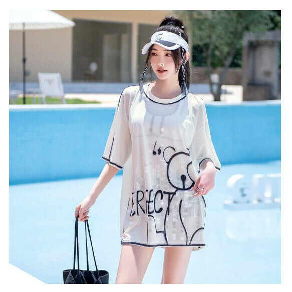 熱推分体式游泳衣【M-XL】【白色三件套124001】 (下單後聯絡客服確認發貨尺碼) 