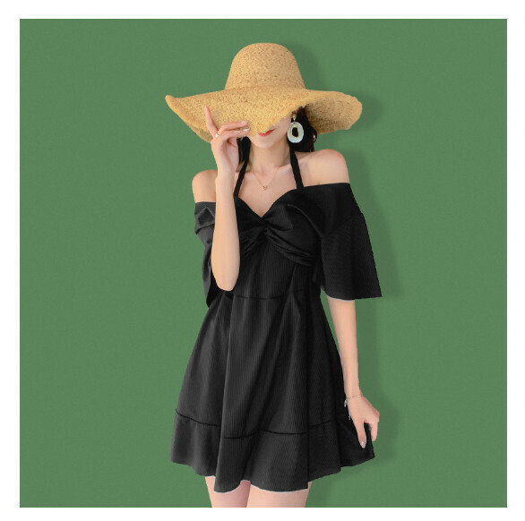 熱推連體裙式游泳衣【M-XL】【黑色】 (下單後聯絡客服確認發貨尺碼) 