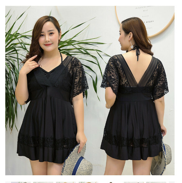 熱推連體裙式游泳衣【3XL-5XL】【黑色】 (下單後聯絡客服確認發貨尺碼) 