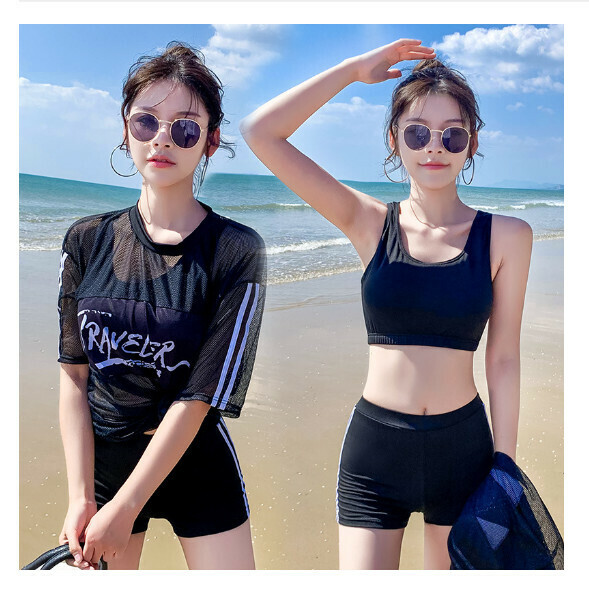 熱推分體長袖游泳衣【M-XL】【028274黑色】 (下單後聯絡客服確認發貨尺碼) 