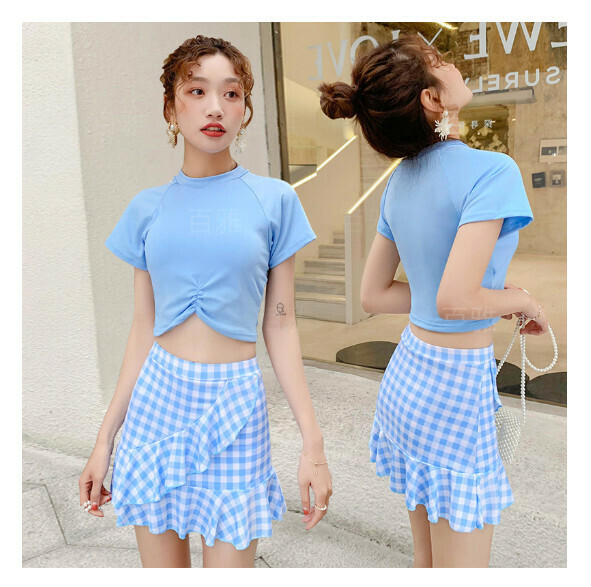 熱推分體游泳衣【S-L】【028094湖藍】 (下單後聯絡客服確認發貨尺碼) 