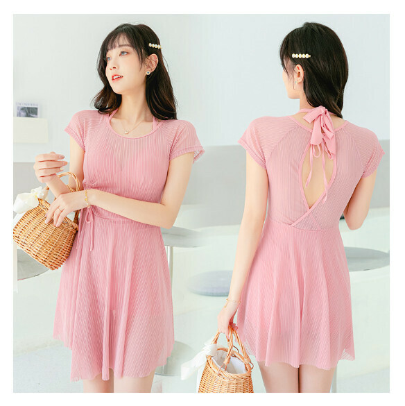 熱推連體裙式泳衣【M-XL】【粉色】 (下單後聯絡客服確認發貨尺碼) 