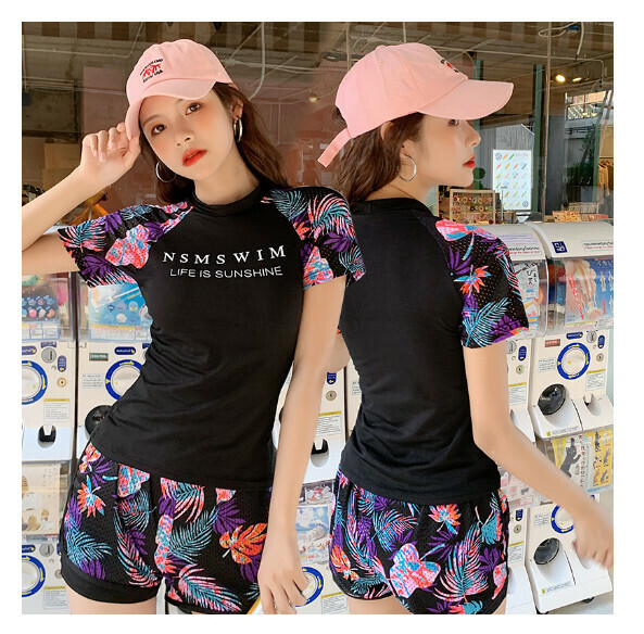 熱推分體式泳衣【S-L】【【短袖】黑色】 (下單後聯絡客服確認發貨尺碼) 