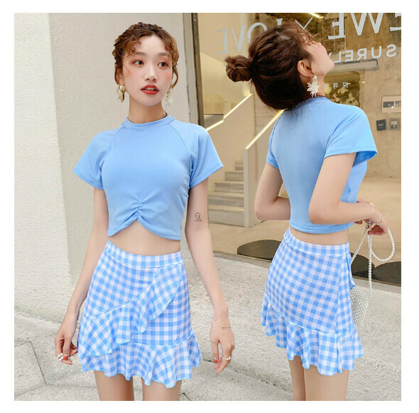 熱推分體式泳衣【S-XL】【湖藍】 (下單後聯絡客服確認發貨尺碼) 
