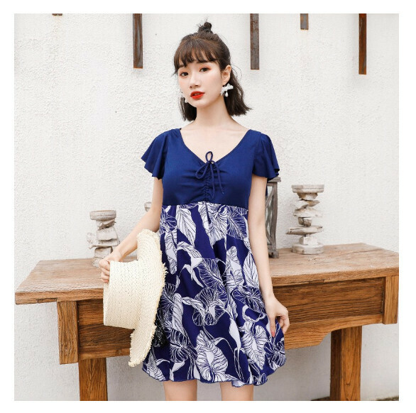 熱推連體裙式泳衣【L-2XL】【藏青】 (下單後聯絡客服確認發貨尺碼) 