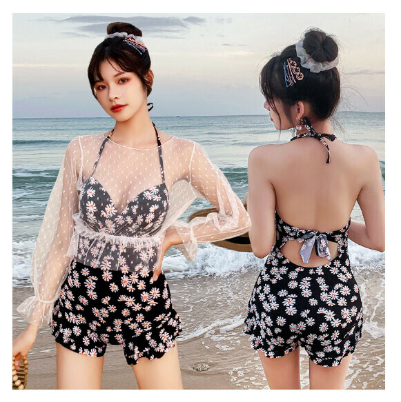 熱推連體式两件套泳衣【M-XL】【028230黑色】 (下單後聯絡客服確認發貨尺碼) 
