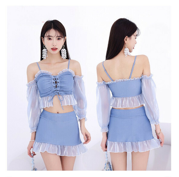 熱推分體式泳衣【M-XL】【059013分體湖藍】 (下單後聯絡客服確認發貨尺碼) 