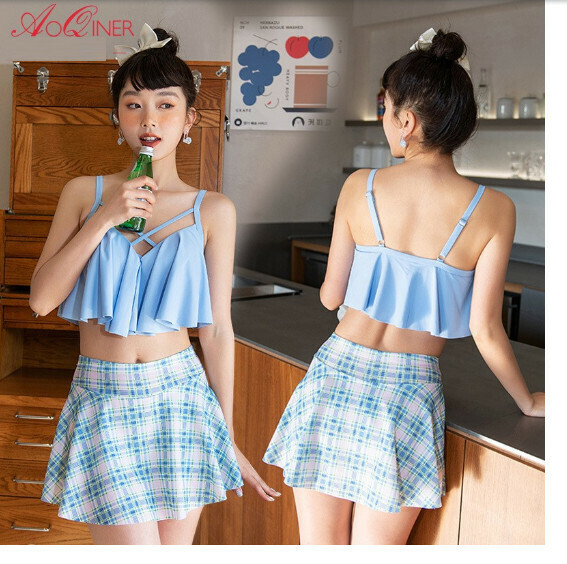 熱推分體式泳衣【L-XL】【81291分體藍色】 (下單後聯絡客服確認發貨尺碼) 