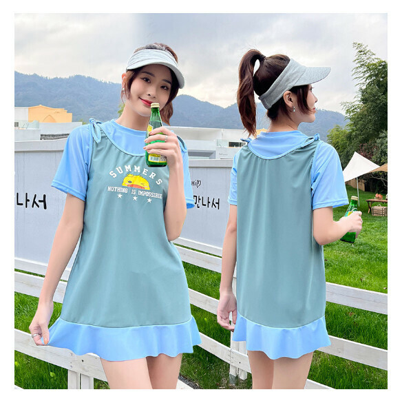 熱推連體式泳衣【XL-2XL】【霧藍色】 (下單後聯絡客服確認發貨尺碼) 