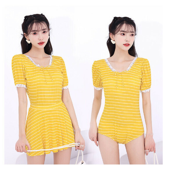 爆款連體式泳衣【M-XL】【黃色】 (下單後聯絡客服確認發貨尺碼) 