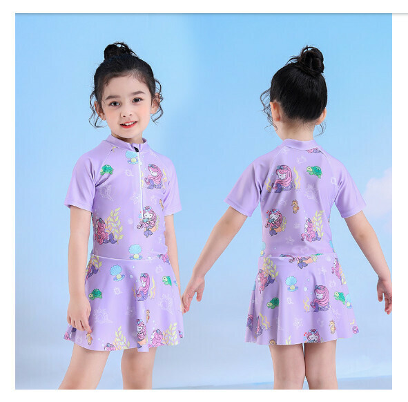 爆款兒童裙式泳衣【L-4XL碼】【紫色美人魚】 (下單後聯絡客服確認發貨尺碼) 