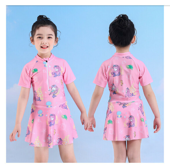 爆款兒童裙式泳衣【L-4XL碼】【粉色美人魚】 (下單後聯絡客服確認發貨尺碼) 