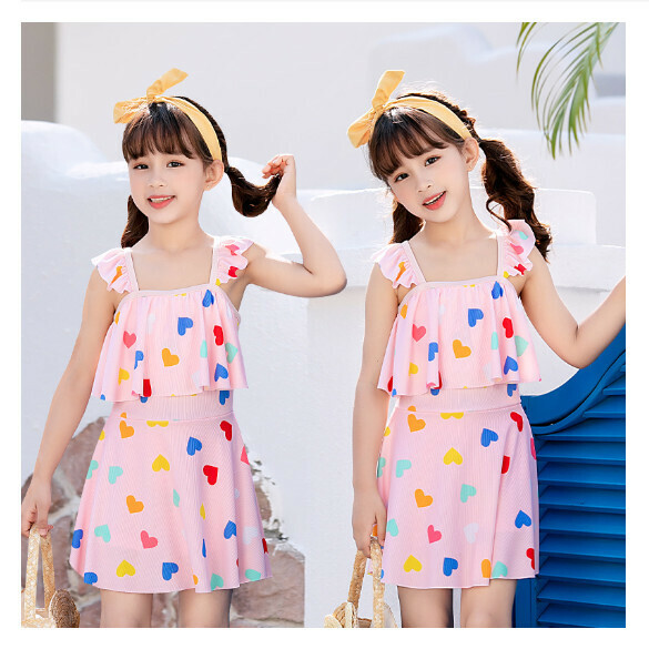 Popular children's one-piece swimsuit [One size fits all (weight 40-60 pounds)] [Meat Pink]