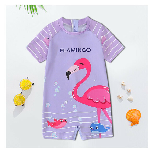 Popular children's one-piece swimsuit [M-XL size] [Purple Flamingo] (contact customer service after placing the order to confirm the delivery size)