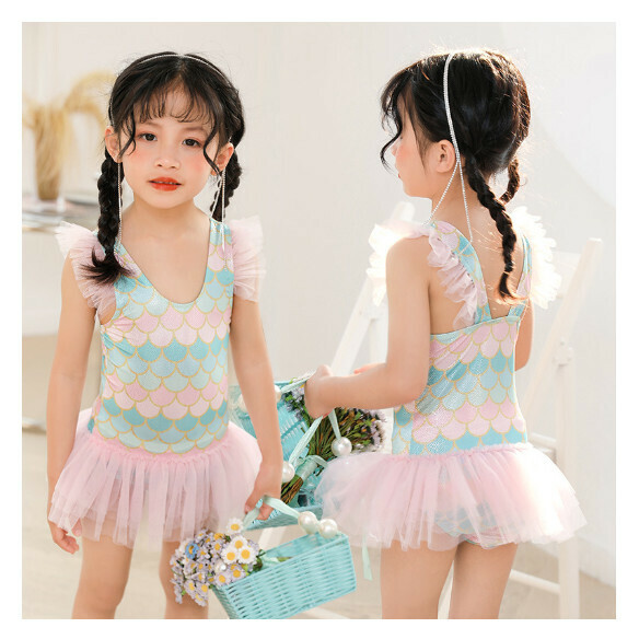 Popular children's one-piece swimsuit [One size fits all (weight 15-25 pounds)] [Green]