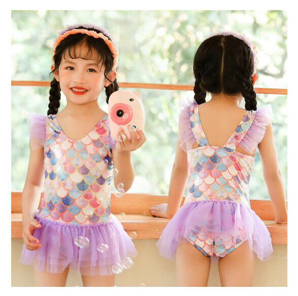 Popular children's one-piece swimsuit [One size fits all (weight 15-25 pounds)] [Purple]