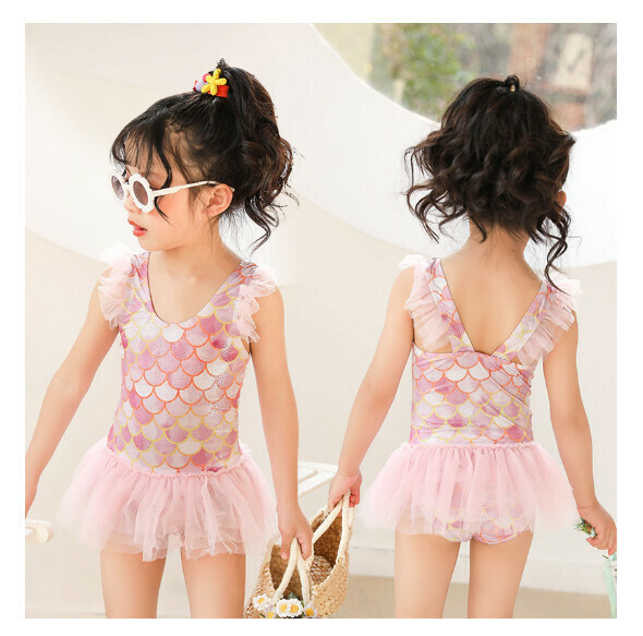 Popular children's one-piece swimsuit [One size fits all (weight 15-25 pounds)] [Pink]