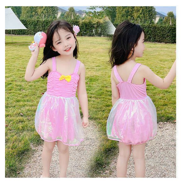 Popular children's one-piece swimsuit [One size fits all (recommended height 115-125CM, 30-40 lbs, 3-5 years old)] [Pink]