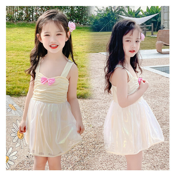 Popular children's one-piece swimsuit [one size fits all (recommended height 115-125CM, 30-40 pounds, 3-5 years old)] [off-white]