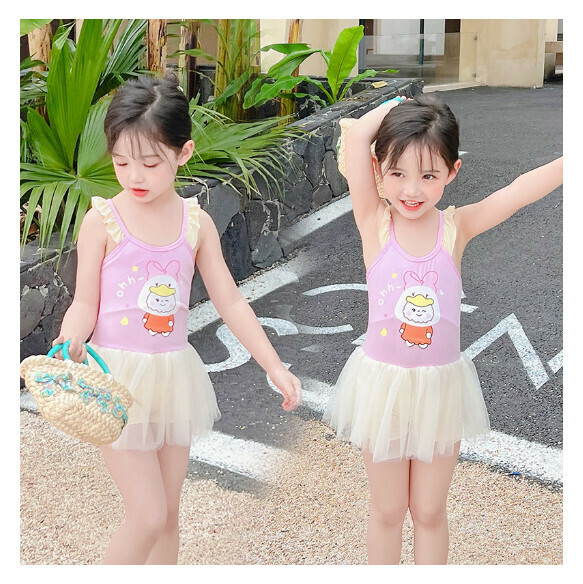 Popular children's one-piece swimsuit [One size fits all (recommended height 100-110CM, 25-35 pounds, 3-5 years old)] [Purple]