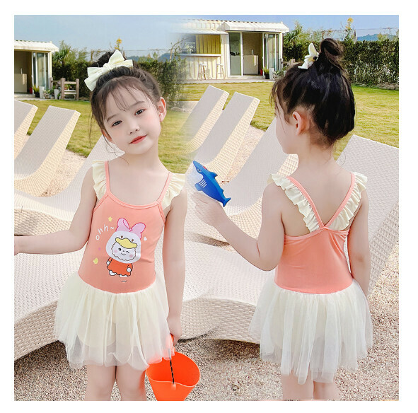Popular children's one-piece swimsuit [One size fits all (recommended height 100-110CM, 25-35 pounds, 3-5 years old)] [Orange]