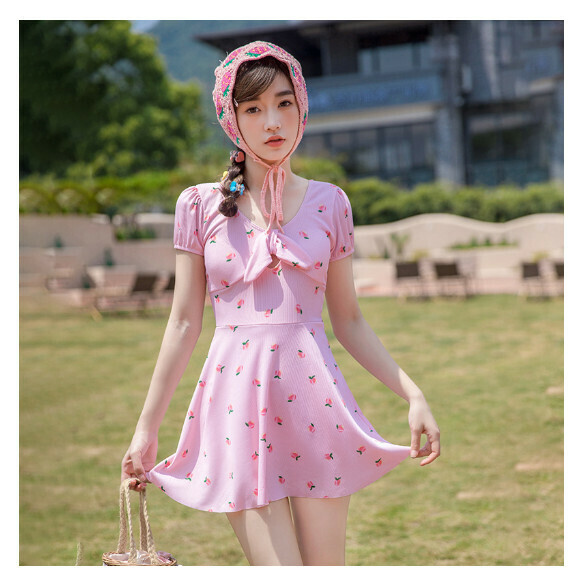 Popular children's one-piece swimsuit [One size fits all (recommended height 145-160CM, 70-95 lbs)] [Pink (built-in chest pad)]