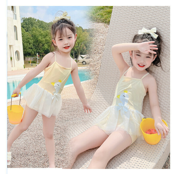 Popular children's one-piece swimsuit [one size fits all (recommended height 90-100CM, 24-40 lbs)] [off-white]