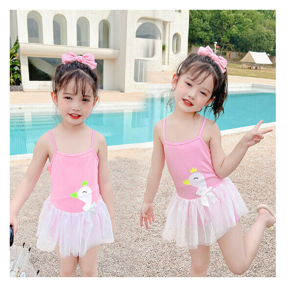 Popular children's one-piece swimsuit [One size fits all (recommended height 90-100CM, 24-40 lbs)] [Pink]