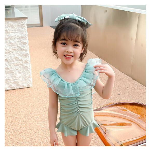 Popular children's one-piece swimsuit [size 110-130] [light green] (contact customer service after placing the order to confirm the delivery size)
