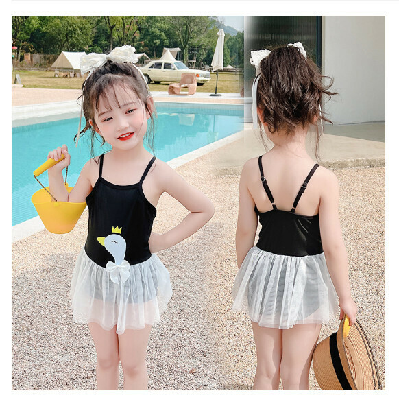 Popular children's one-piece swimsuit [One size fits all (recommended height 90-100CM, 24-40 lbs)] [Black]