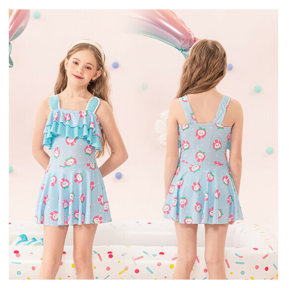 Popular children's one-piece swimsuit [One size fits all (recommended height 120-130CM, 40-50 lbs)] [Lake Blue]