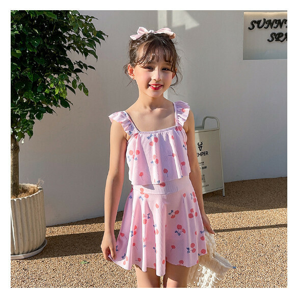 Popular children's one-piece swimsuit [One size fits all (recommended height 125-135CM, 35-55 lbs)] [Pink]