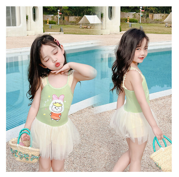 Popular children's one-piece swimsuit [One size fits all (recommended height 100-110CM, 25-35 pounds, 3-5 years old)] [Green]