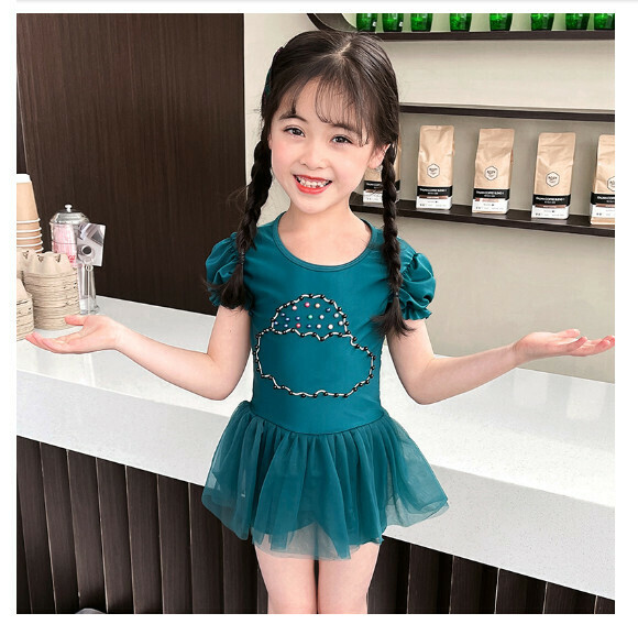 Popular children's one-piece swimsuit [110-130 sizes] [NT08896-dark green] (contact customer service after placing the order to confirm the delivery size)