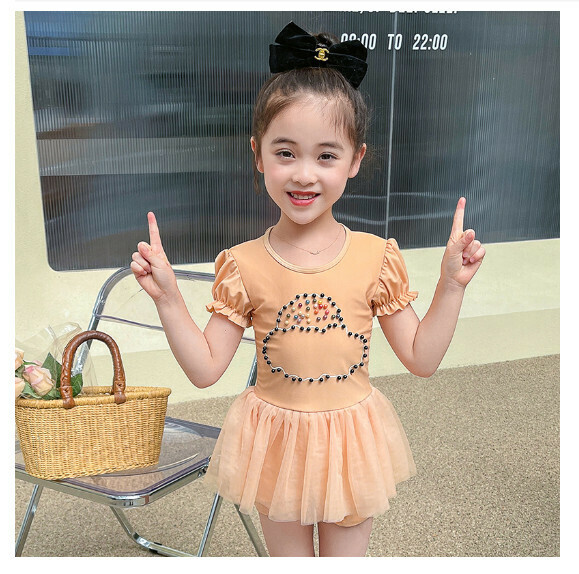 Popular children's one-piece swimsuit [110-130 sizes] [NT08896-shrimp powder] (contact customer service after placing the order to confirm the delivery size)
