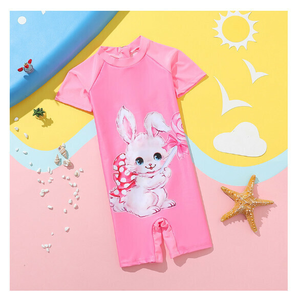 Popular children's one-piece swimsuit [L-2XL size] [pink bottom bunny] (contact customer service after placing the order to confirm the delivery size)