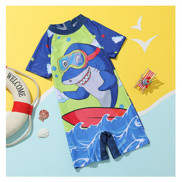Popular children's one-piece swimsuit [size L-2XL] [yellow bottom dolphin] (contact customer service after placing the order to confirm the delivery size)