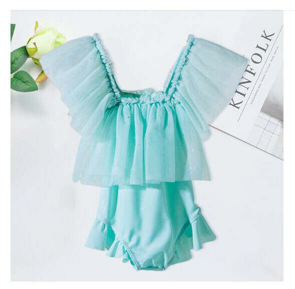 Popular children's one-piece swimsuit [110-130 sizes] [NT08867-light green] (contact customer service after placing the order to confirm the delivery size)
