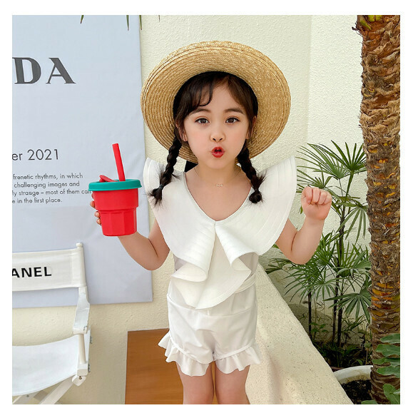Popular children's one-piece swimsuit [110-130 sizes] [NT08852-white] (contact customer service after placing the order to confirm the delivery size)