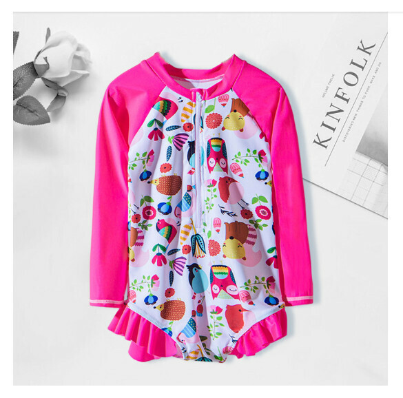 Popular children's one-piece swimsuit [110-130 sizes] [NT08878-dark rose red (with hood)] (contact customer service after placing the order to confirm the delivery size)