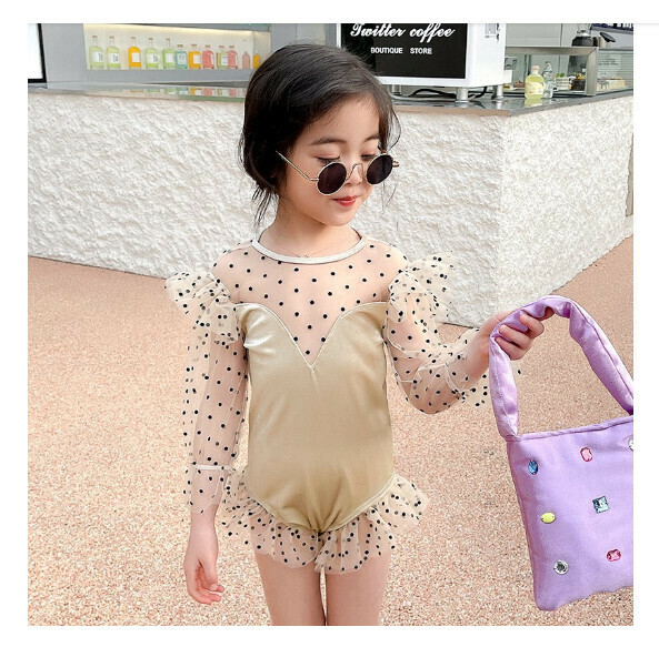 Popular children's one-piece swimsuit [110-130 sizes] [NT08856-beige] (contact customer service after placing the order to confirm the delivery size)