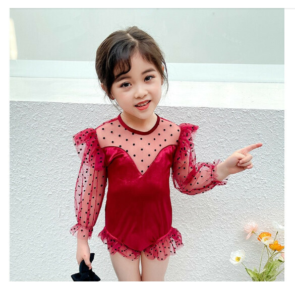 Popular children's one-piece swimsuit [110-130 sizes] [NT08856-burgundy] (contact customer service after placing the order to confirm the delivery size)