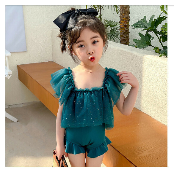 Popular children's one-piece swimsuit [110-130 sizes] [NT08867-dark green] (contact customer service after placing the order to confirm the delivery size)