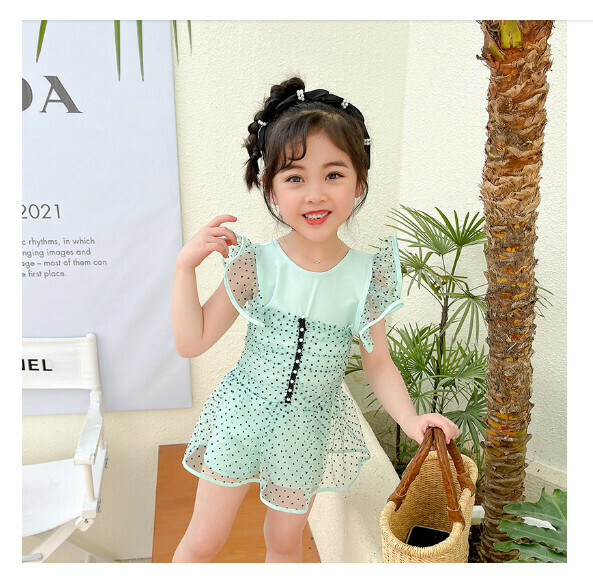 Popular children's one-piece swimsuit [110-130 sizes] [NT08855-light green] (contact customer service after placing the order to confirm the delivery size)