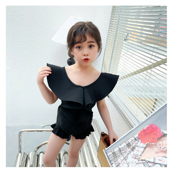 新款兒童連體式泳衣【110-130碼】【黑色】(下單後聯絡客服確認發貨尺碼) 