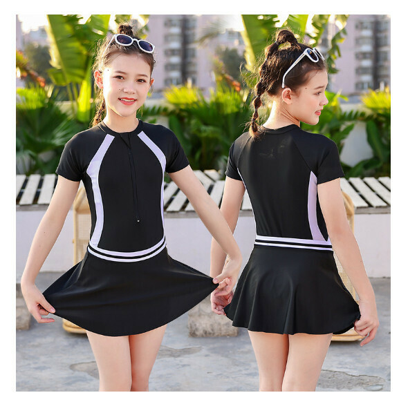 新款兒童連體式泳衣【L-2XL碼】【黑色】(下單後聯絡客服確認發貨尺碼) 